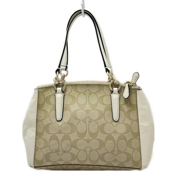 Auth COACH Signature F58290 Beige Cream PVC Leather - Handbag - Picture 3 of 9